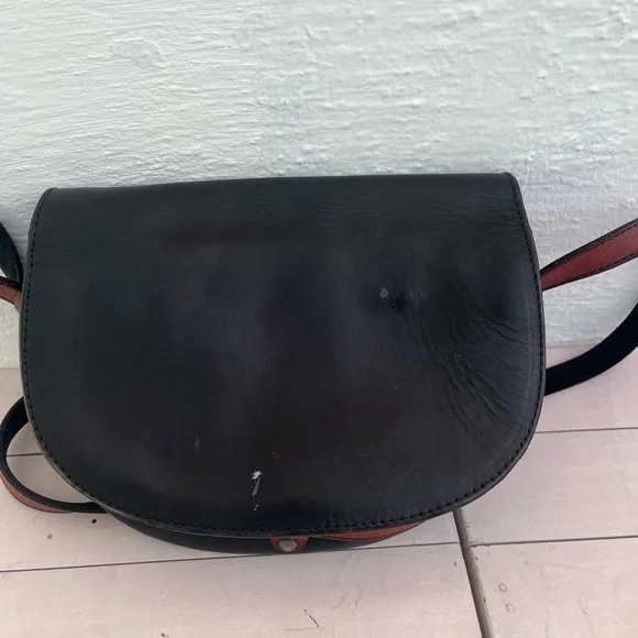 Vintage Black and Brown Crossbody Bag with Gold Accent - Picture 4 of 7